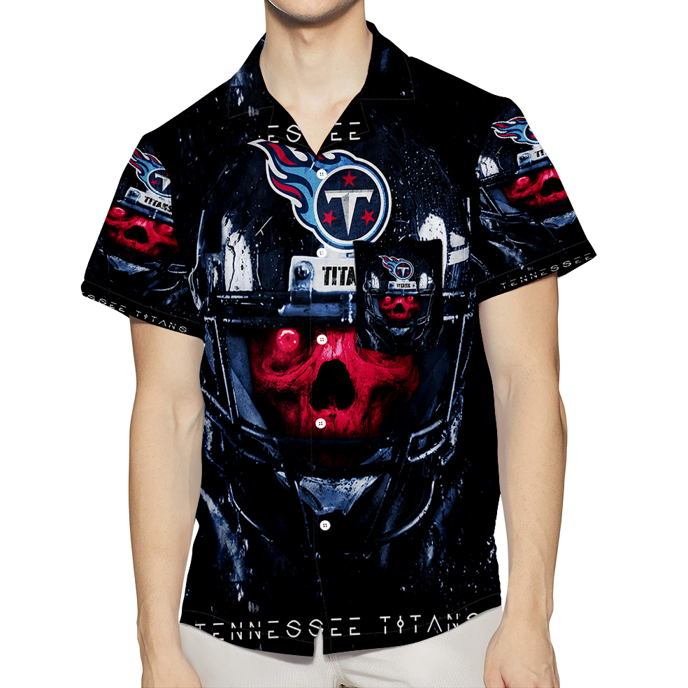 Tennessee Titans Skull V14 3D All Over Print Summer Beach Hawaiian Shirt With Pocket