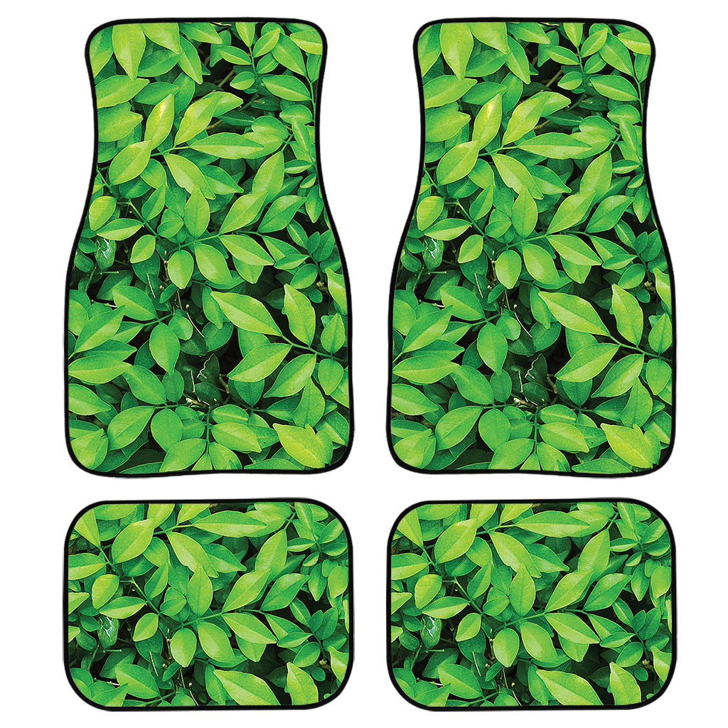 Green Leaf Print Front And Back Car Floor Mats, Front Car Mat