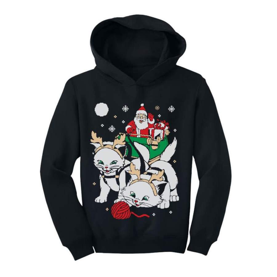 Cats Santa Ride Kittens Ugly Christmas Toddler Hoodie