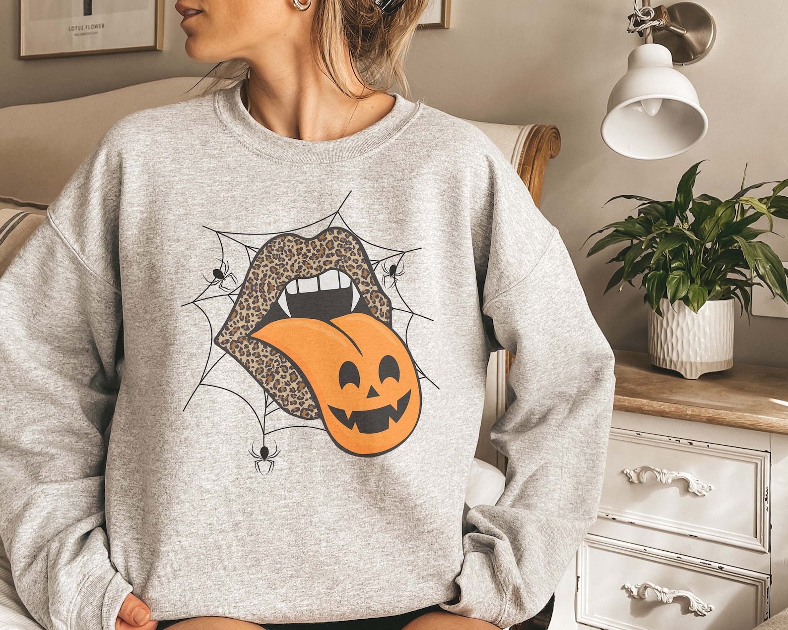 Halloween Lips 2D Crewneck Sweatshirt All Over Print Sweatshirt For Women Sweatshirt For Men