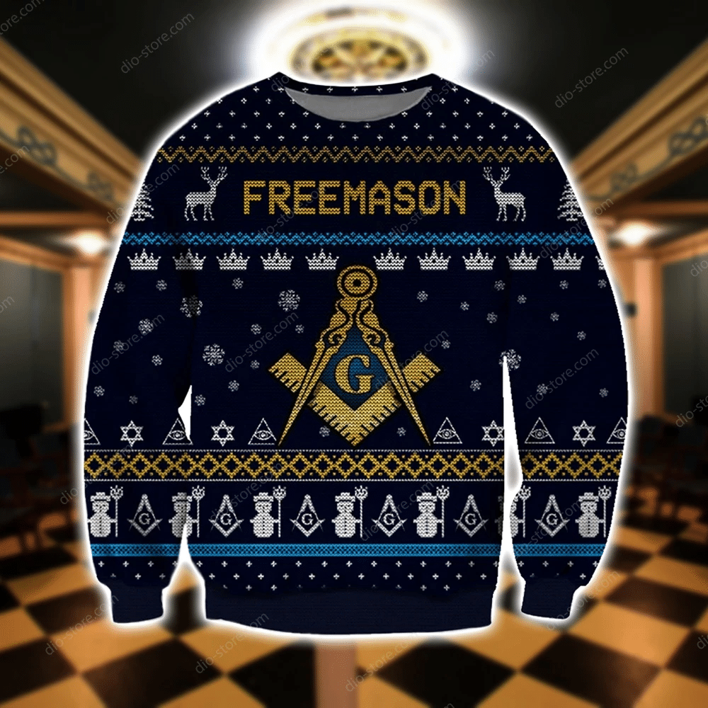 Freemason Knitting Pattern 3D Print Ugly Christmas Sweater