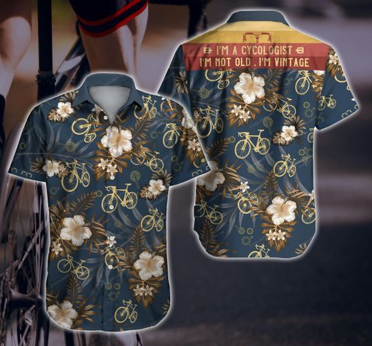 Cycling Vintage Hawaiian Tropical Graphic Print Short Sleeve Casual Shirt Ha11848