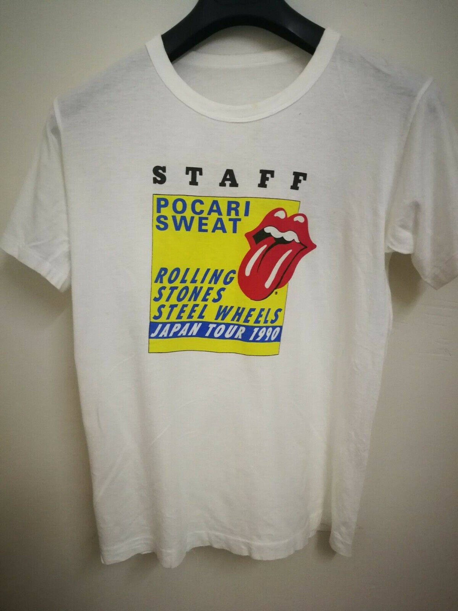 Vtg 90S Rolling Stones Japan Tour Staff Crew T Shirt Pocari Sweat