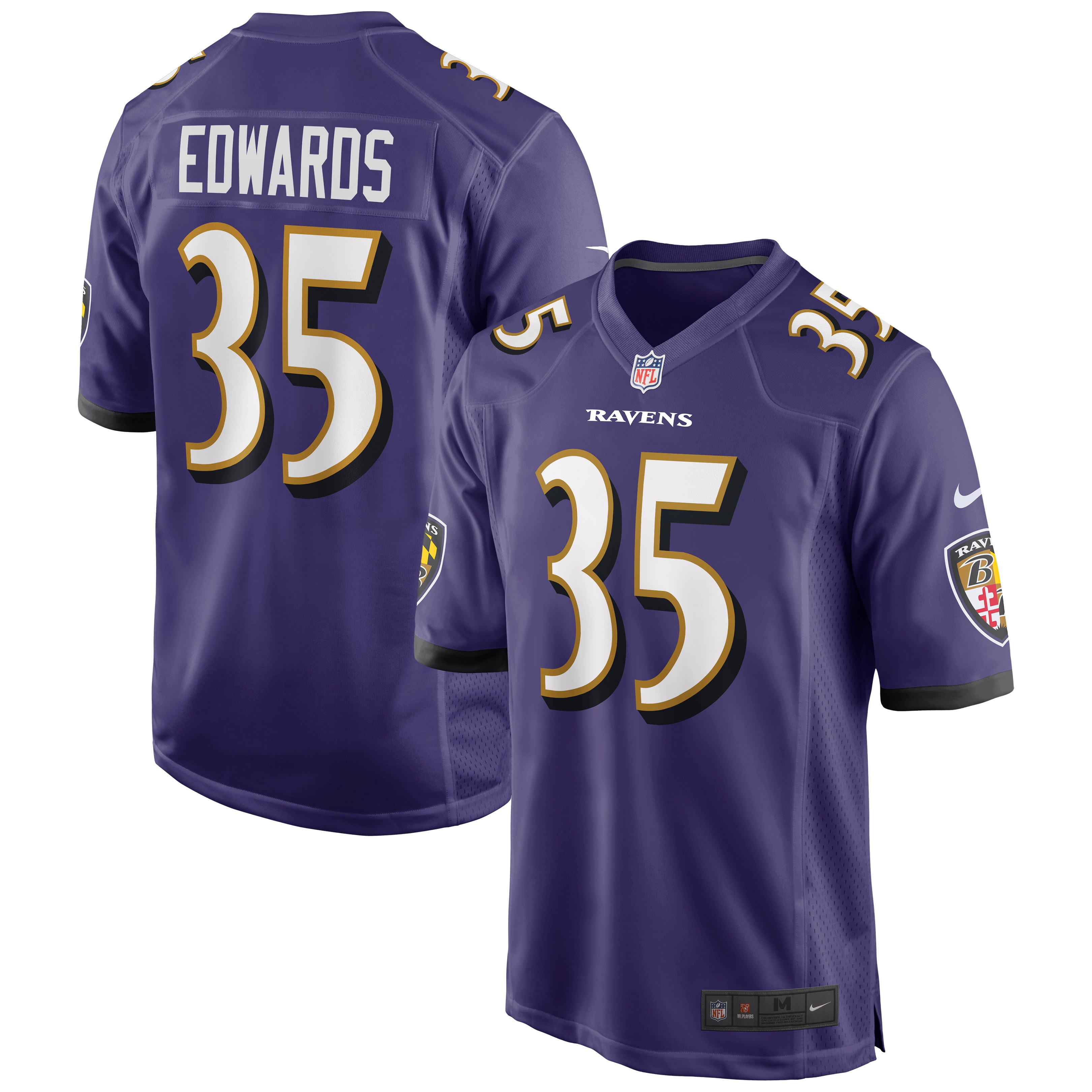 Men’s Baltimore Ravens Gus Edwards Purple Game Jersey