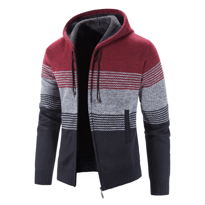 Zipper Cardigan Sweater for Men Color Matching Knitted Warm Autumn Winter Jacket Men Clothing Jersey Hombre alx