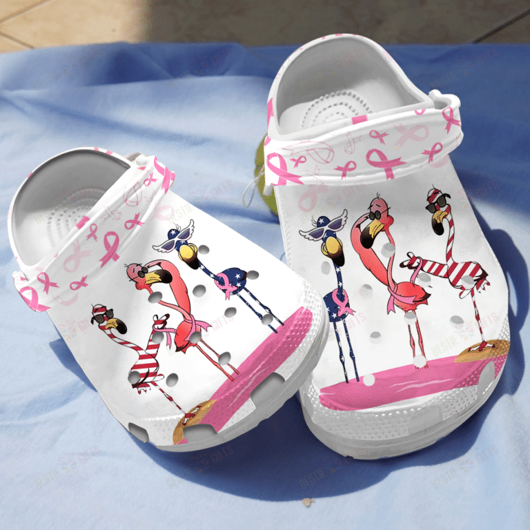 Funny Flamingo Awareness Breast Cancer Shoes Crocs Clogs Birthday Christmas Gifts – Fflamingo40 – Gigo Smart