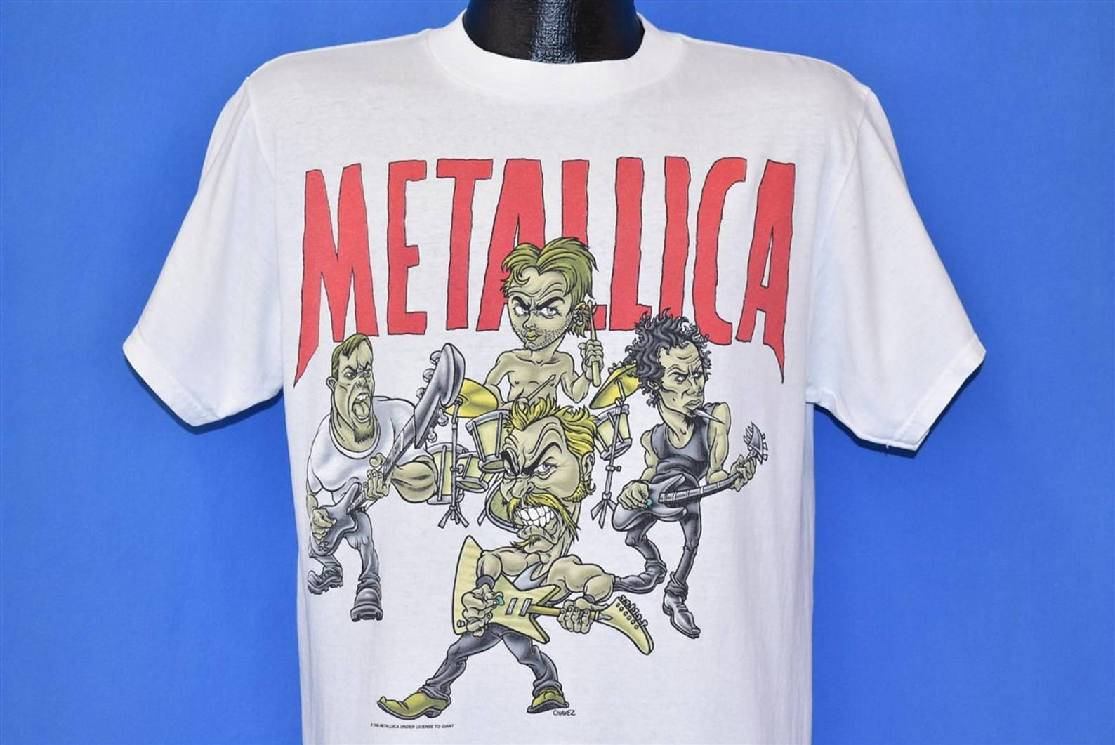 90S Metallica 1996 Tour Chavez Cartoon Double-Sided Rock T-Shirt