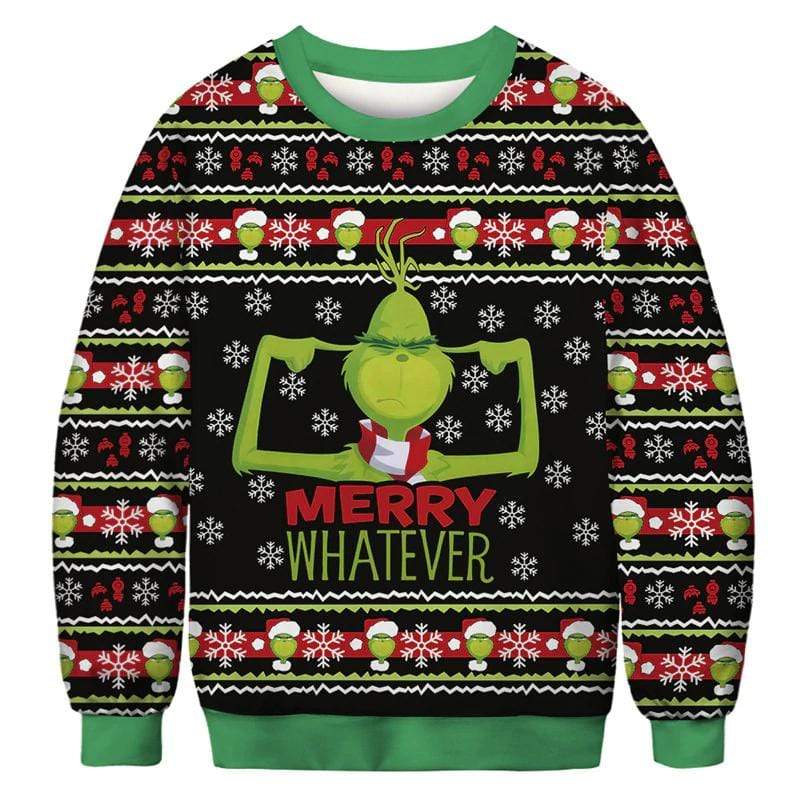 Unifinz Grinch Sweater Merry Whatever Christmas Ugly Sweater 2022