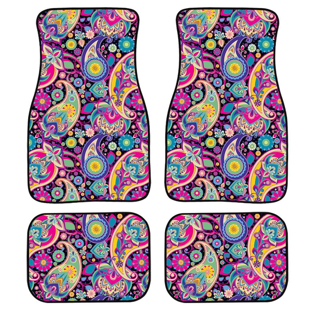 Bohemian Paisley Pattern Print Front And Back Car Floor Mats, Front Car Mat