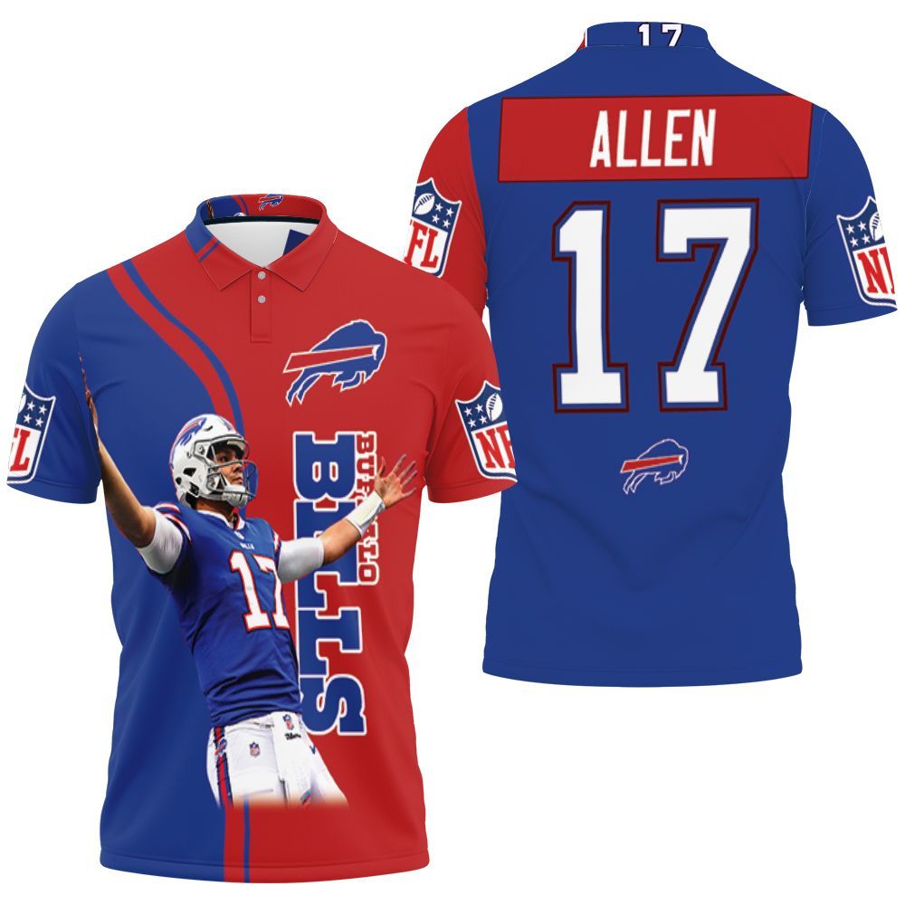 Buffalo Bills Number 17 Josh Allen Polo Shirt