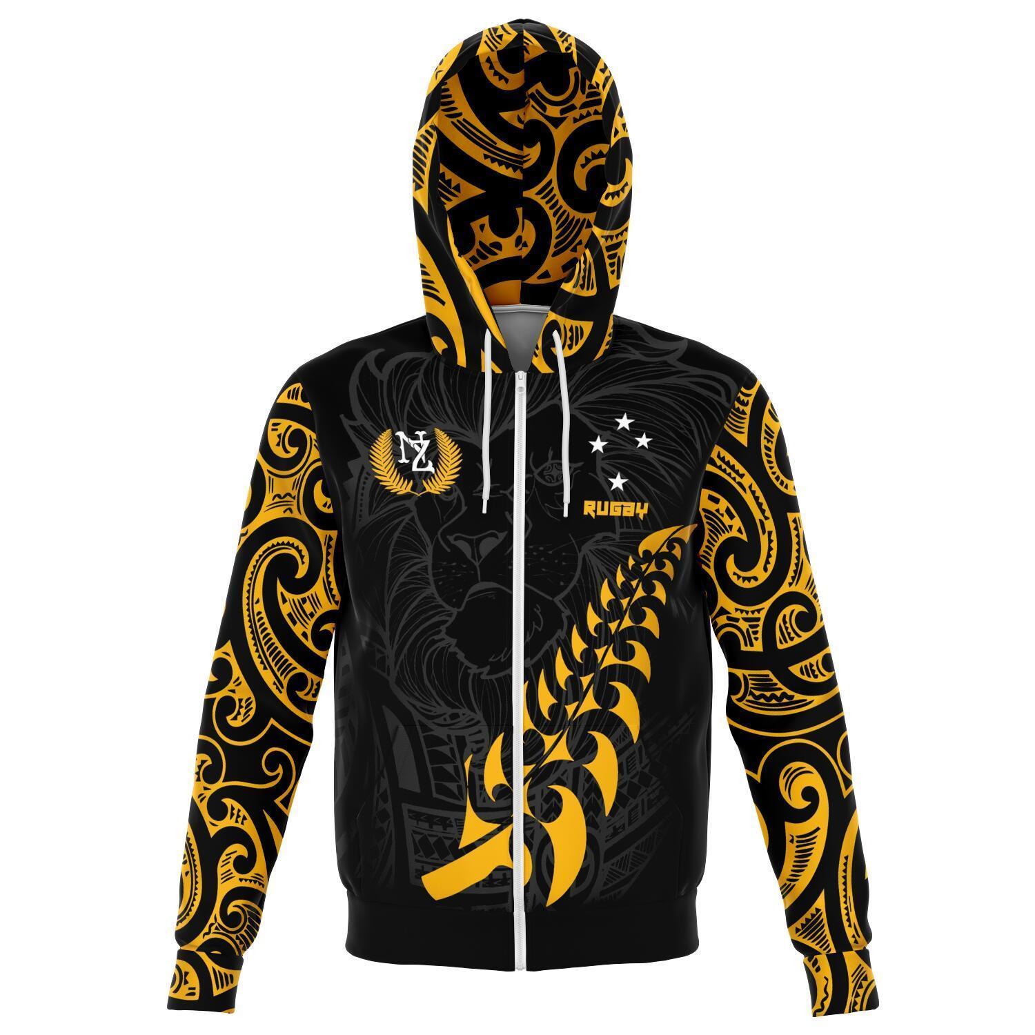 New Zealand Maori Lion Rugby Zip Hoodie