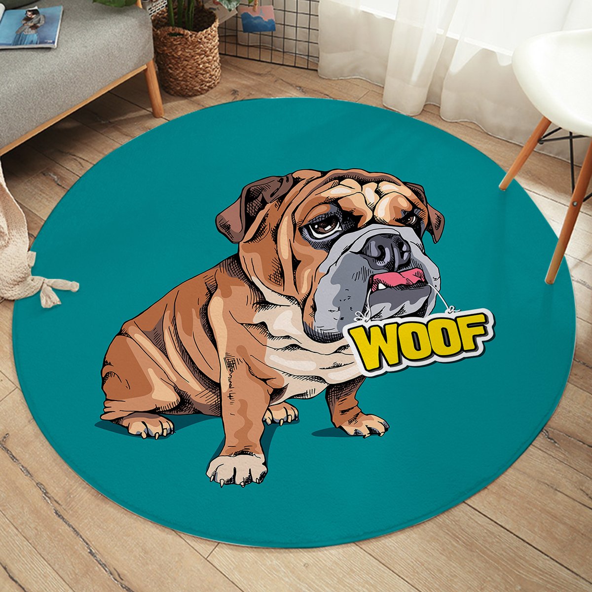 Woof Pug SW2514 Round Rug