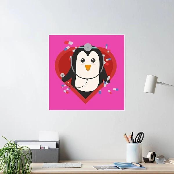 Penguin Doctor With Heart Poster