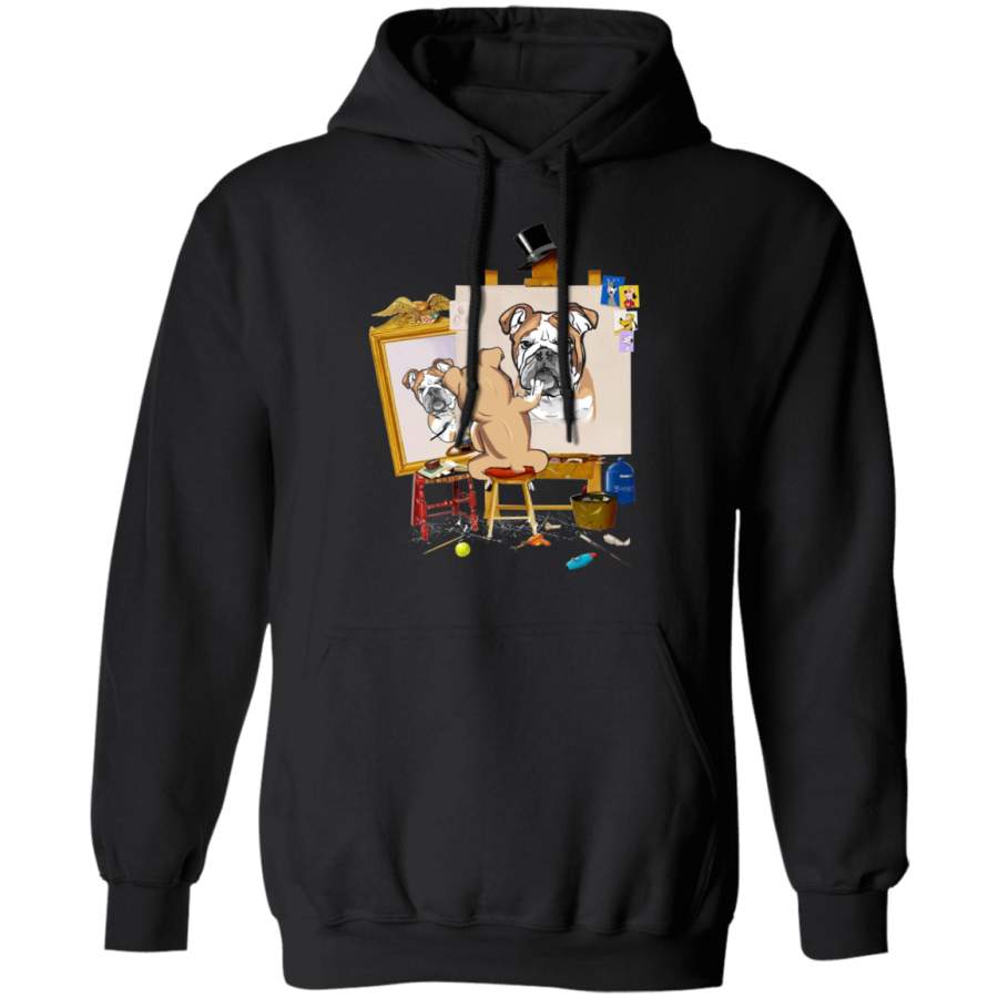 The Dog Draws Himself In The Mirror Bulldog Sweater Dog Painter Hoodie – Lovable