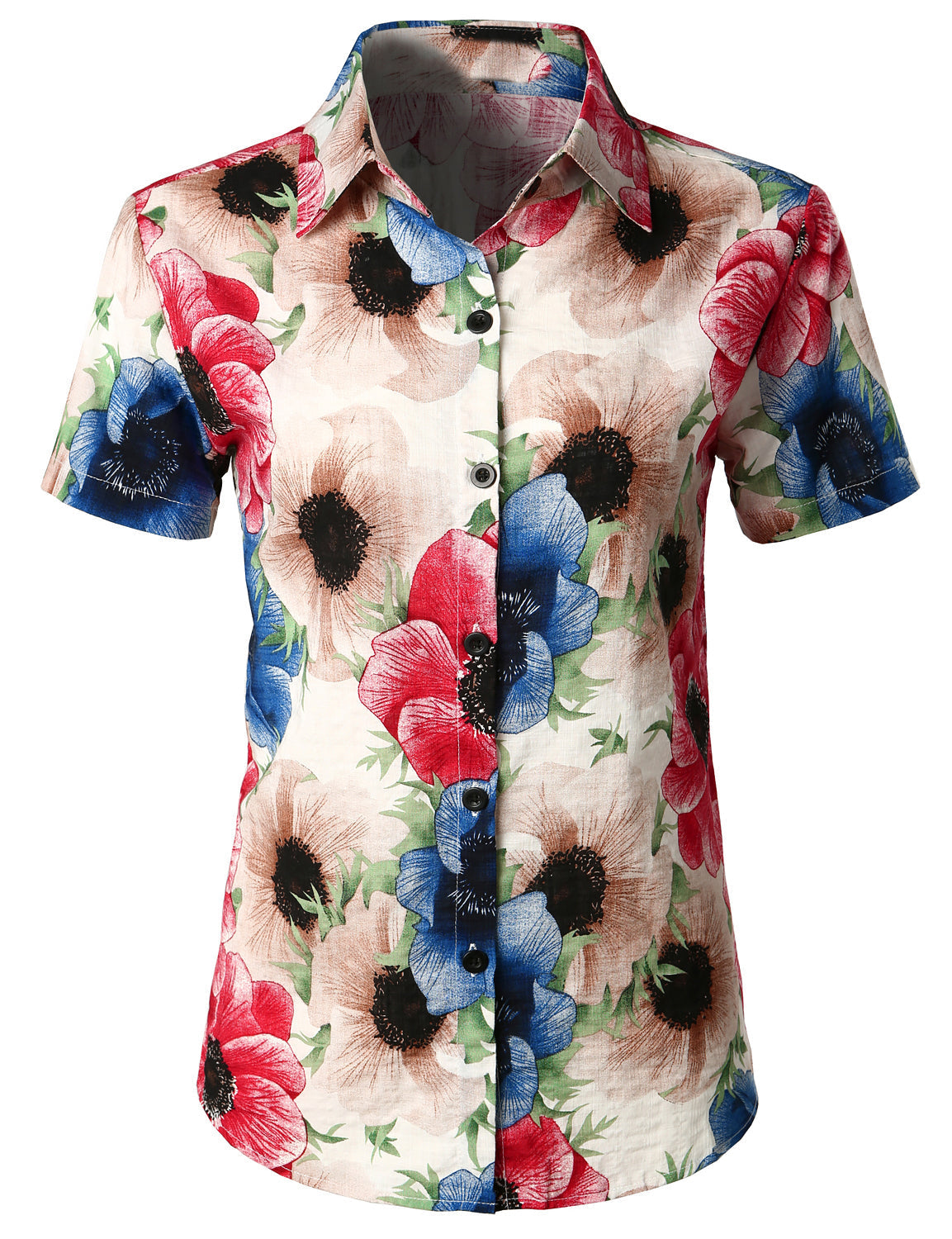 Flower Print Cotton Hawaii Short Sleeve Shirt Ha77947