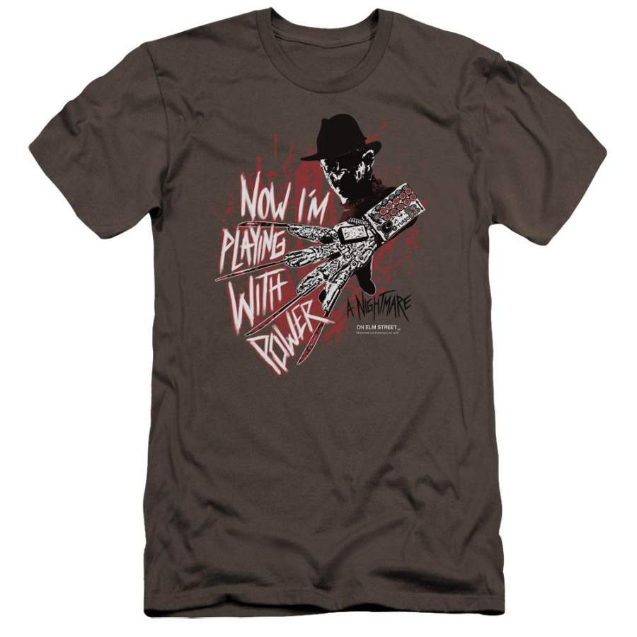 A Nightmare on Elm Street Playing With Power Men’s Premium Slim Fit T-Shirt