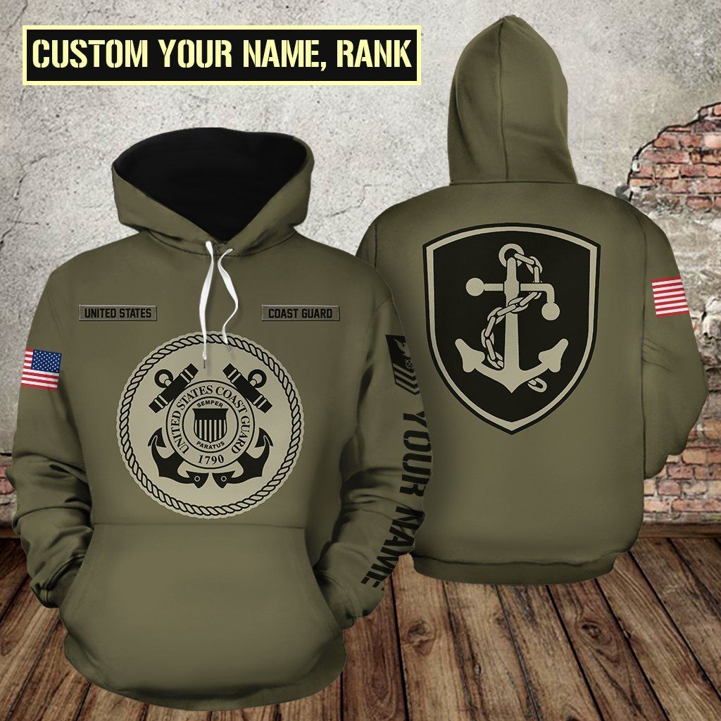 U.S COAST GUARD 3D HOODIE – CUSTOMIZED NAME & RANKS