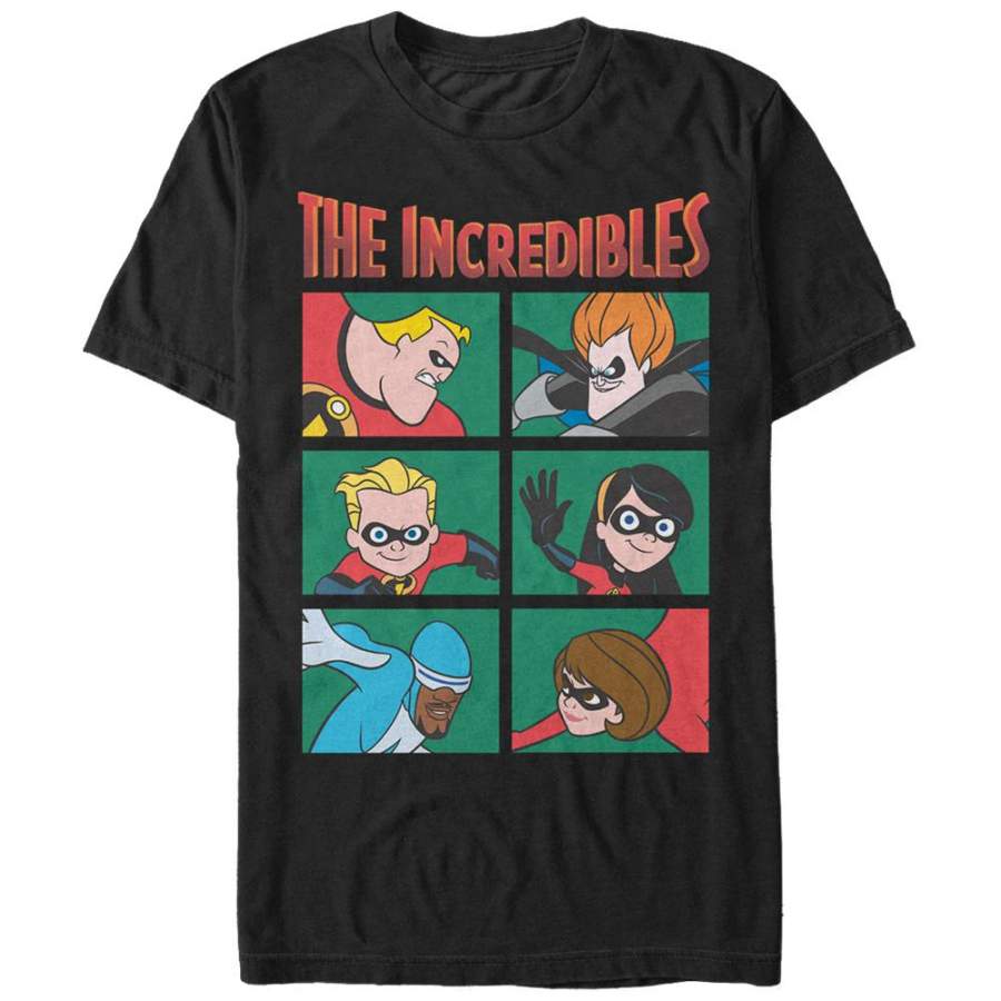 The Incredibles Men’s Character Panels  T Shirt Black S