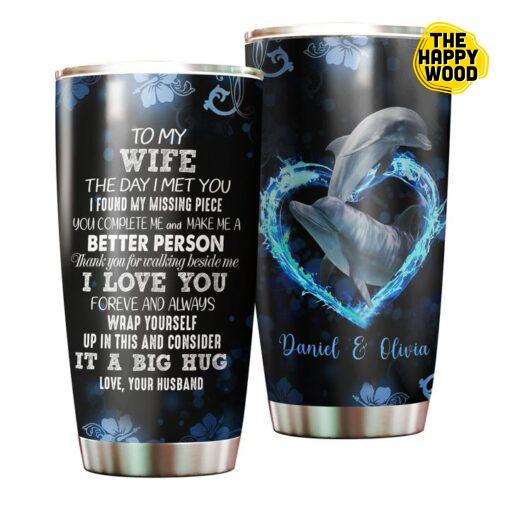 Dolphin To My Wife Daniel & Olivia Stainless Steel Tumbler