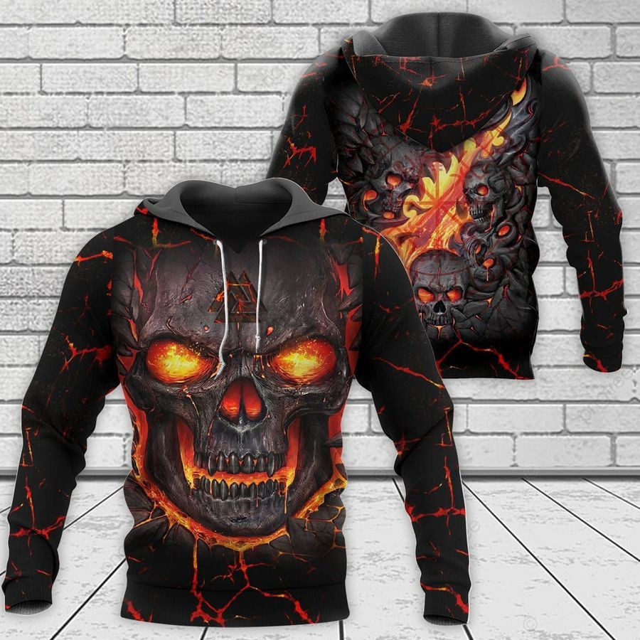 Viking Skull Valknut Hoodie 3D