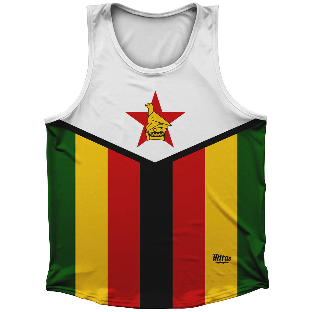 Zimbabwe Flag Athletic Sport Tank Top Made In USA