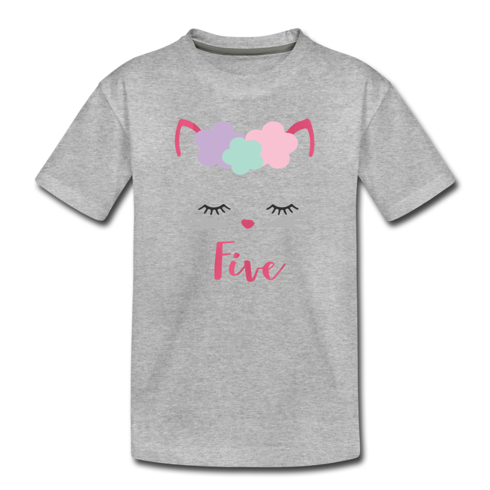 Kitty Cat 5Th Birthday Party Shirt, Cute Kitten Birthday Girl Outfit, Premium Kids T-Shirt