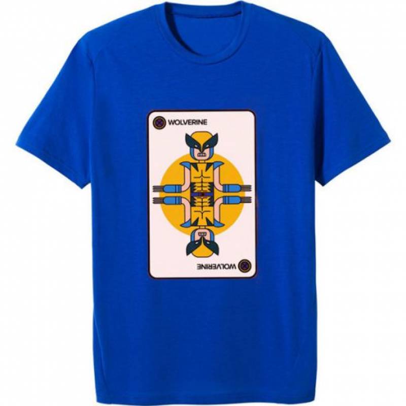 X Men Wolverine Playing Card Men’s T-Shirt blue