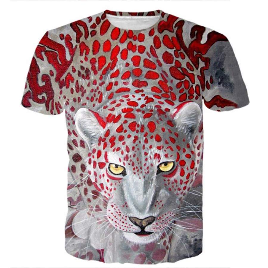 Brave Leopard In White T-Shirt 3D All Over Print