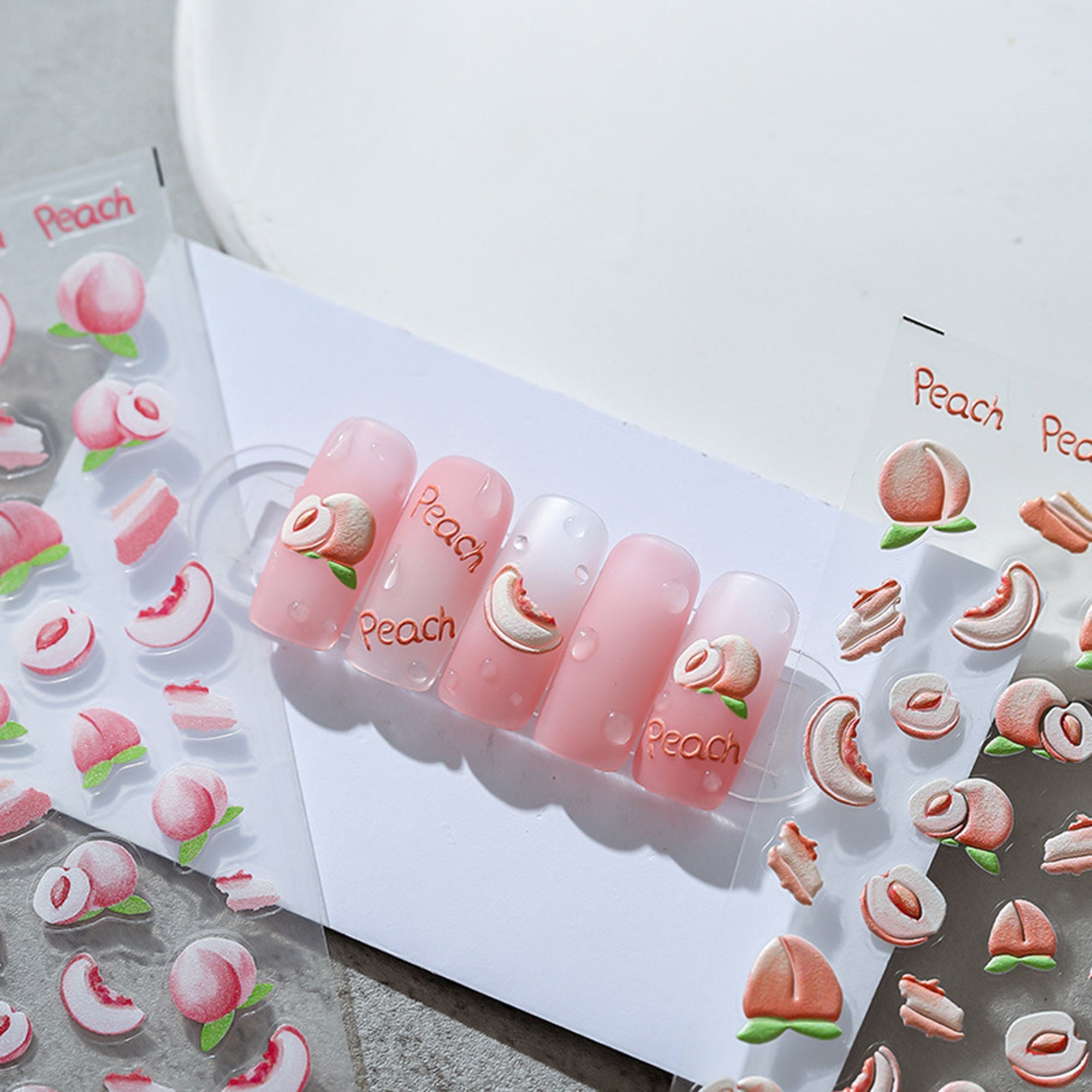 Peach Nail Stickers, Fruit Nail Decals, Fruit Nail Stickers, Kawaii Nails, DIY Nails, 3D Nails, 5D Nails