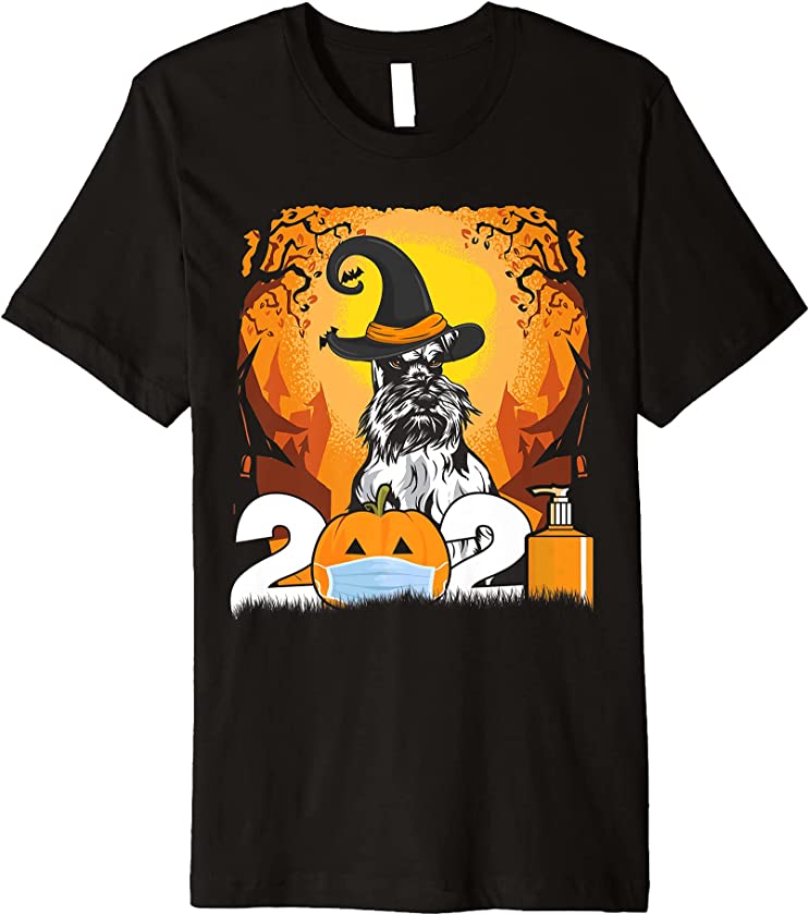 Dog Schnauzer Witch Hat Funny Halloween 2021 Puppy Lover Premium T-Shirt