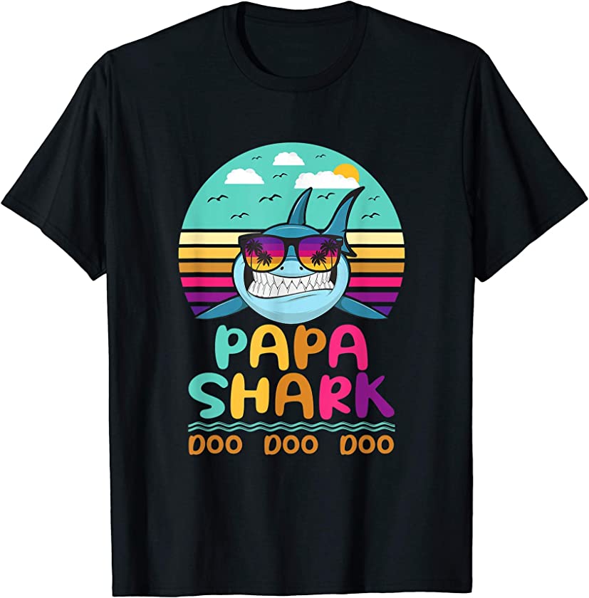 Vintage Papa Shark Doo Doo Doo Birthday Gifts T-Shirt