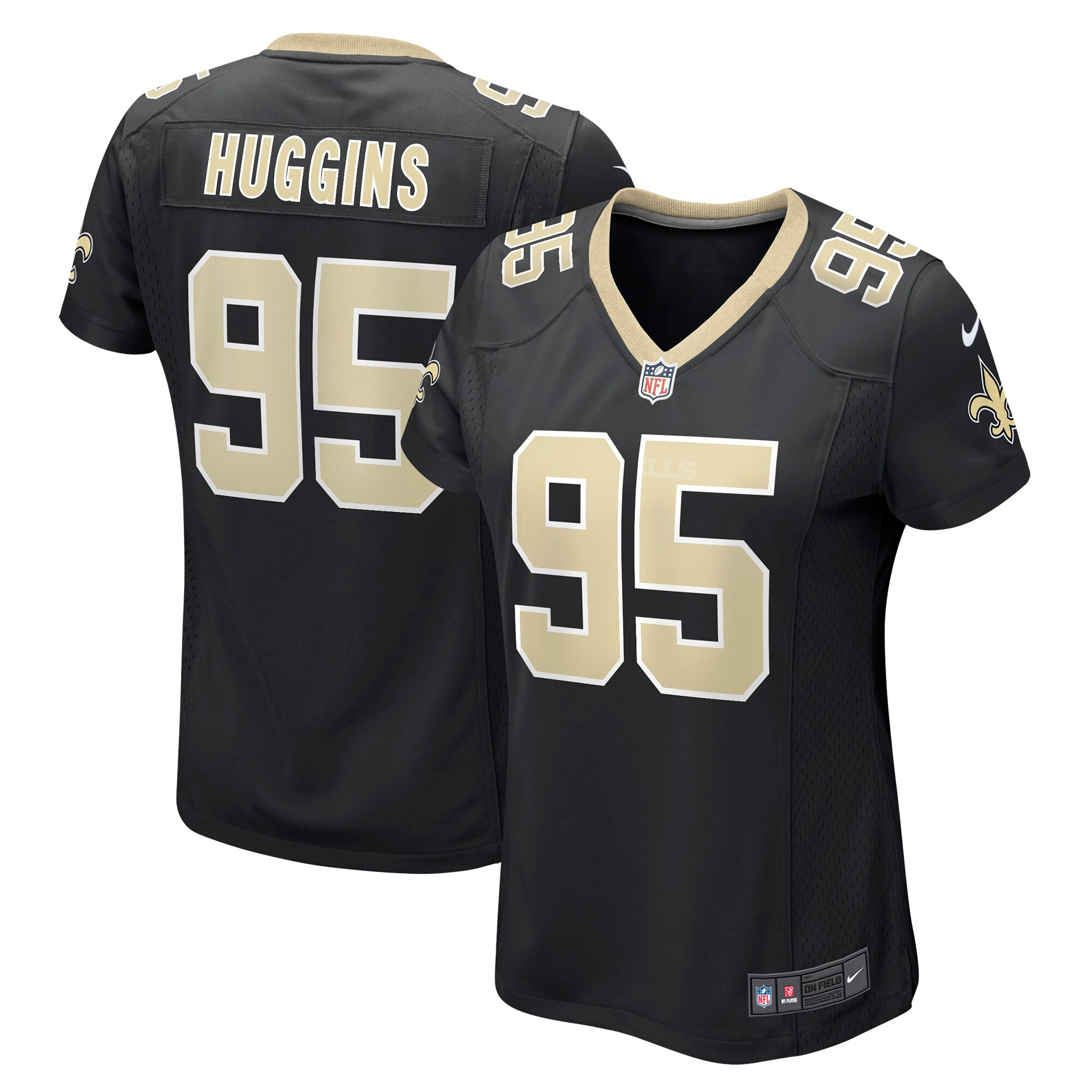 Albert Huggins New Orleans Saints Womens Player Game Jersey – Black NFL