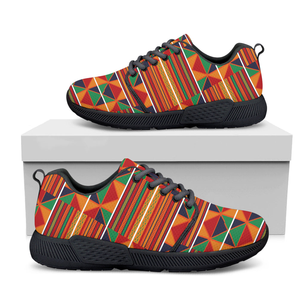 Kente Pattern Print Black Athletic Shoes