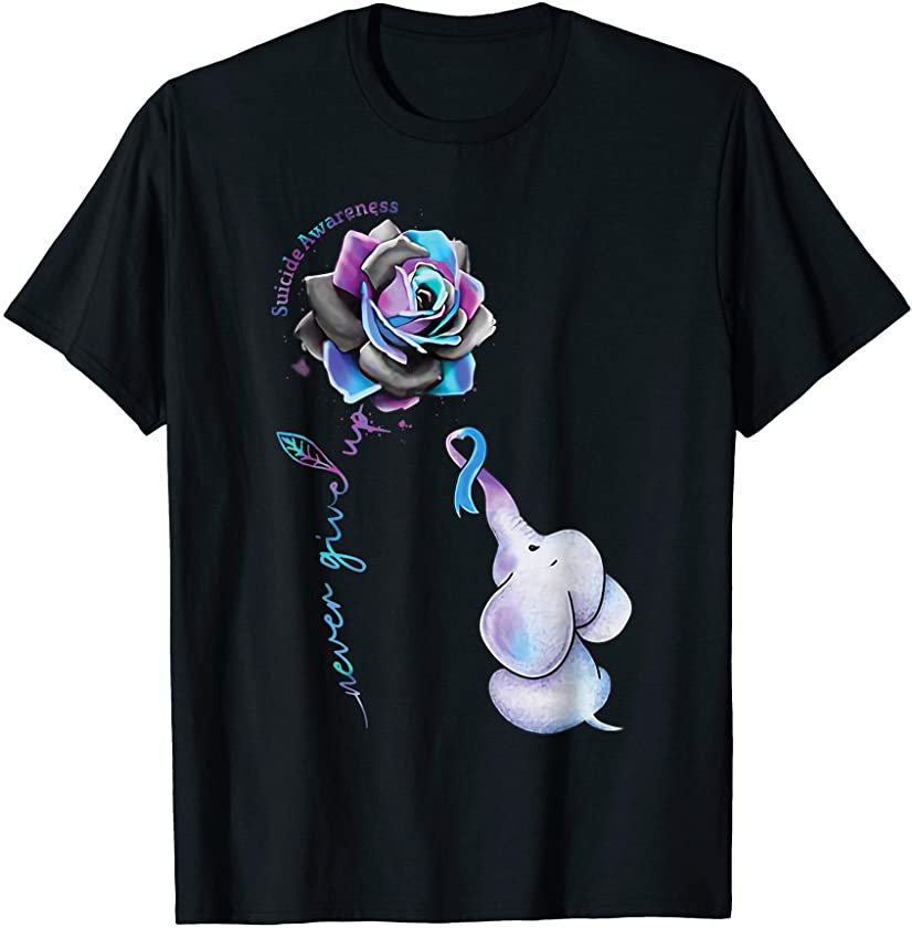 Suicide Prevention Awareness Flower Elephant Ribbon Gift T-Shirt