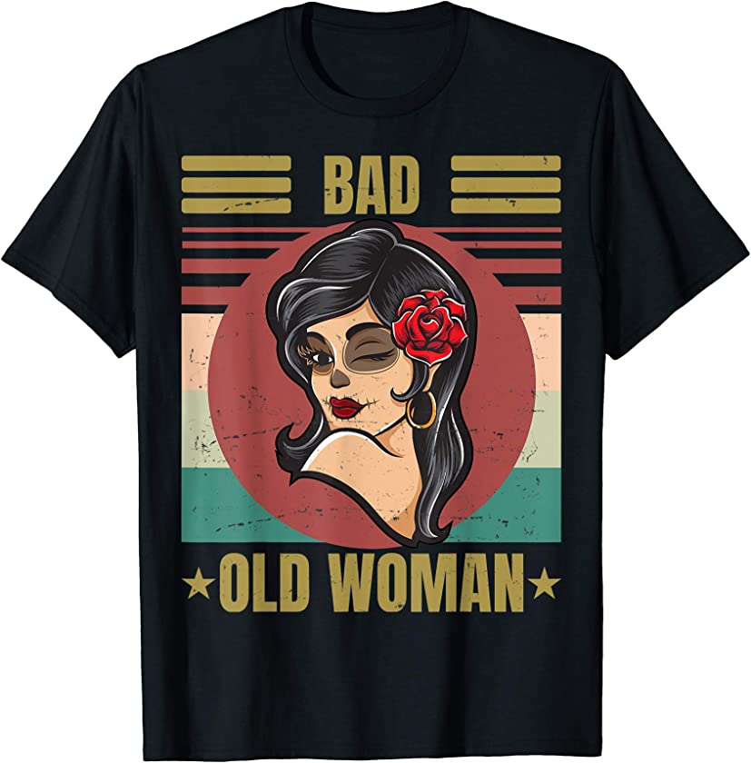 Bad Old Woman – Vintage Biker Skull – Evil – Motorbike Gang T-Shirt