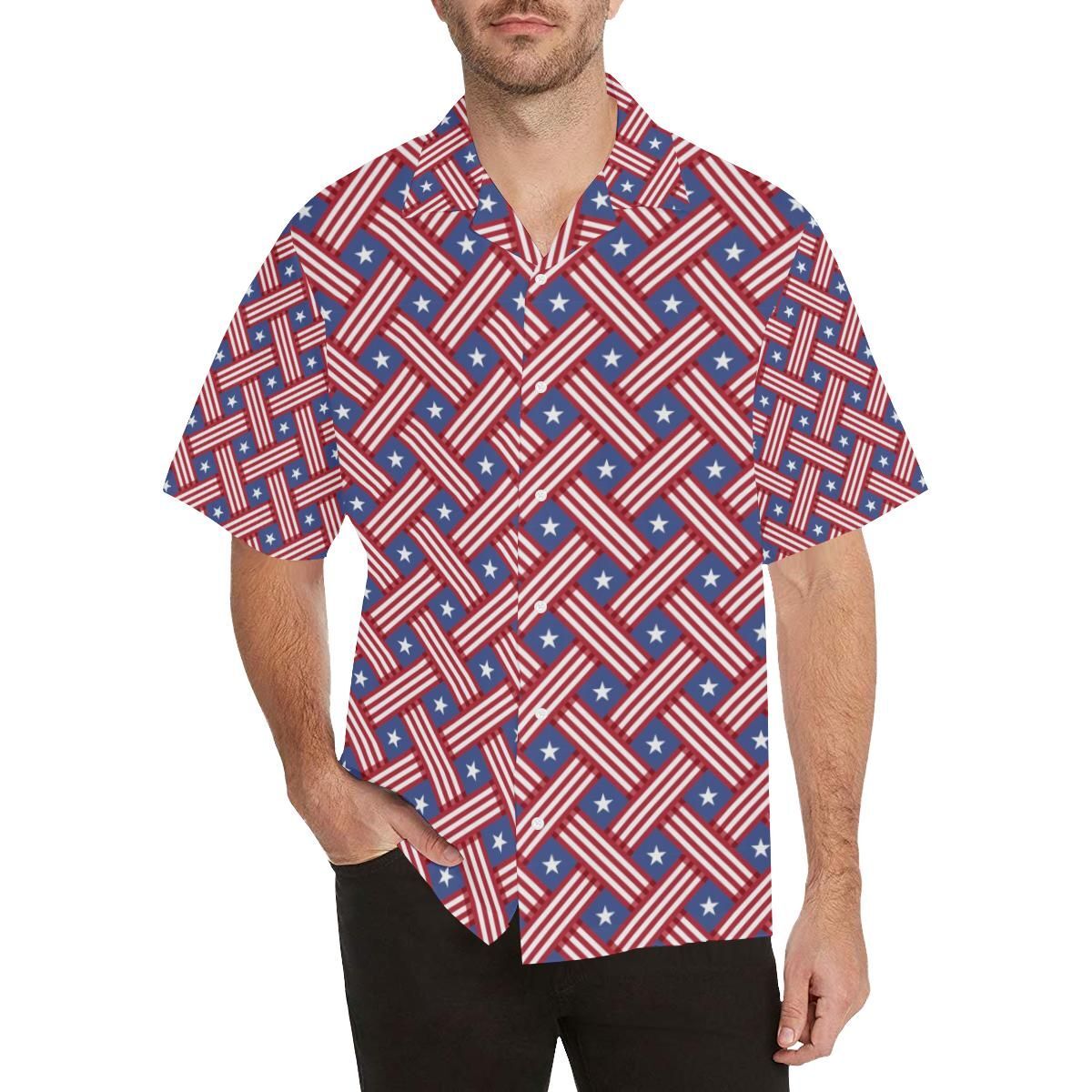 Usa Star Stripe Pattern Men’S All Over Print Hawaiian Shirt