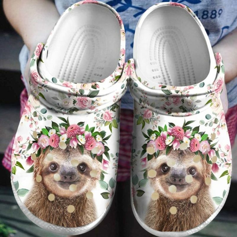 Sloth Baby Flower Pink 102 Gift For Lover Rubber clog Shoes Comfy Footwear