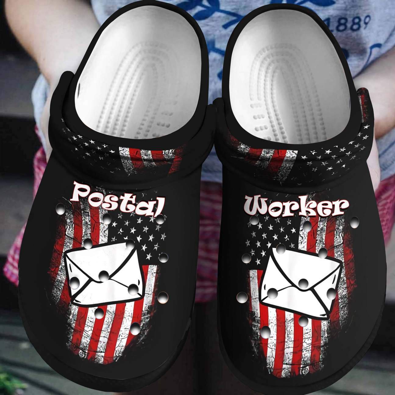 Postal Worker Personalized Clog, Custom Name, Text, Color, Number Fashion Style For Women, Men, Kid, Print 3D American Flag