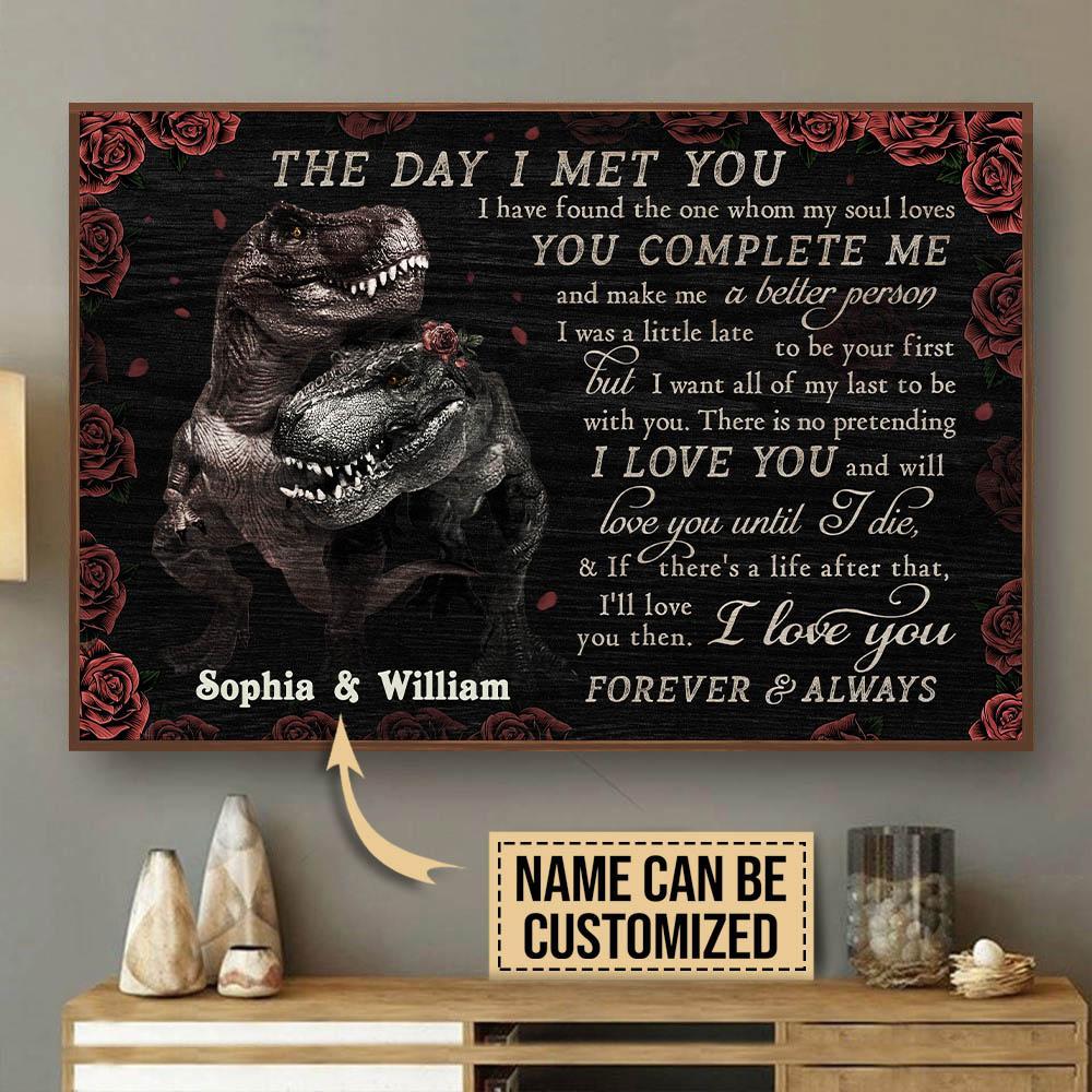 Aeticon Gifts Personalized Dinosaurs The Day I Met You Canvas Mom Dad Gift Home Decor