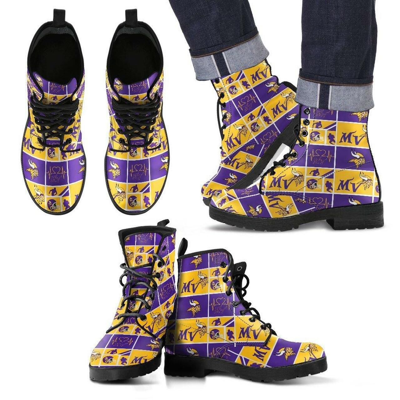 Minnesota Vikings Leather Boots Fashion Women Boots Shoes Shoes4222