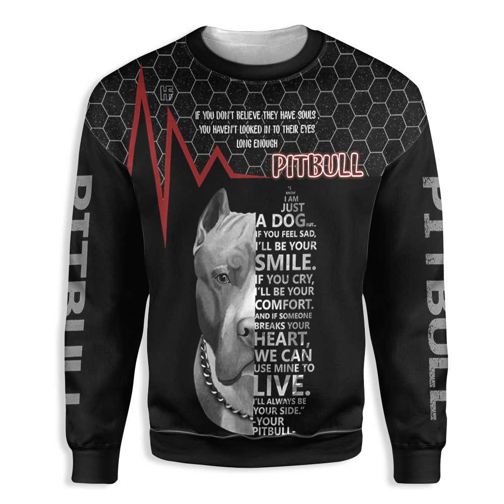 Pitbull Has Soul All Over Print Sweatshirt, Cool Pitpull Sweatshirt For Men & Women