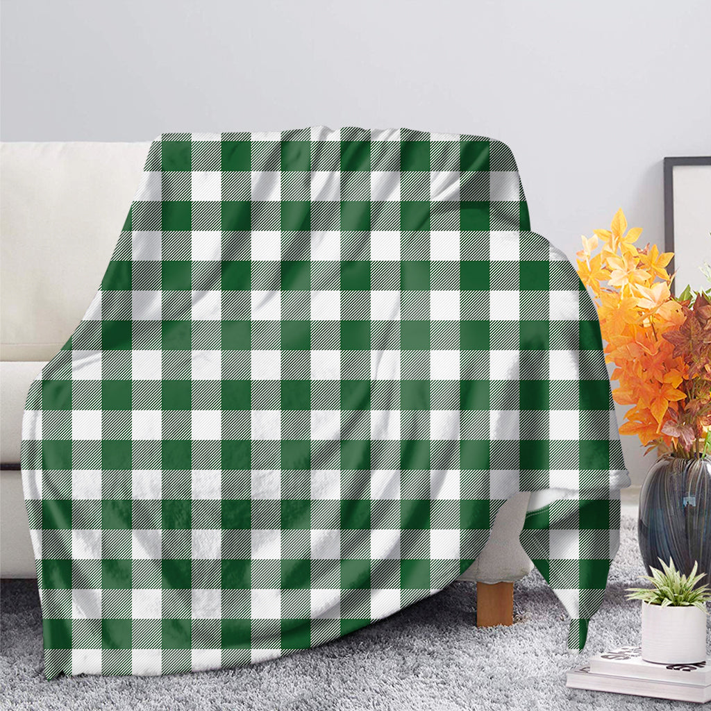 Green And White Buffalo Check Print Blanket