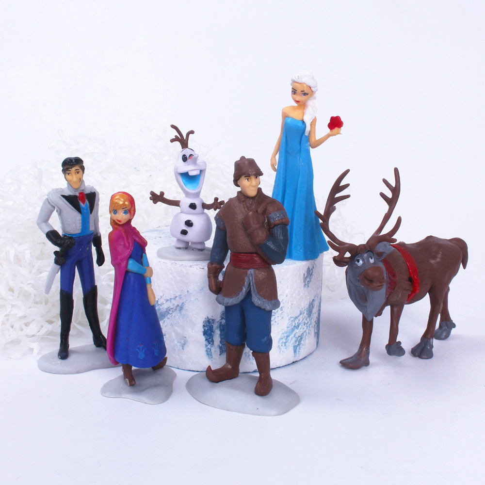 6Pcs/Set Anime Movie Frozen Anna Elsa Kristoff Olaf Hans Action Figure Pvc Model Dolls Collection Toys Gift alx