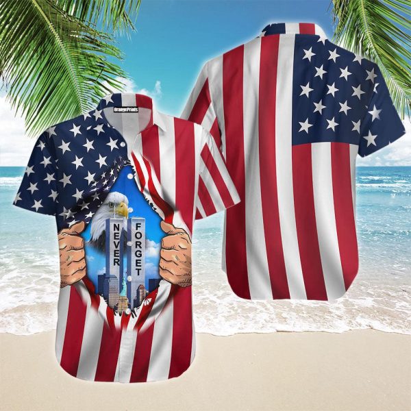 Eagle American Flag Twin Towers Patriot Day Hawaii Shirt For Men Women Ha93987