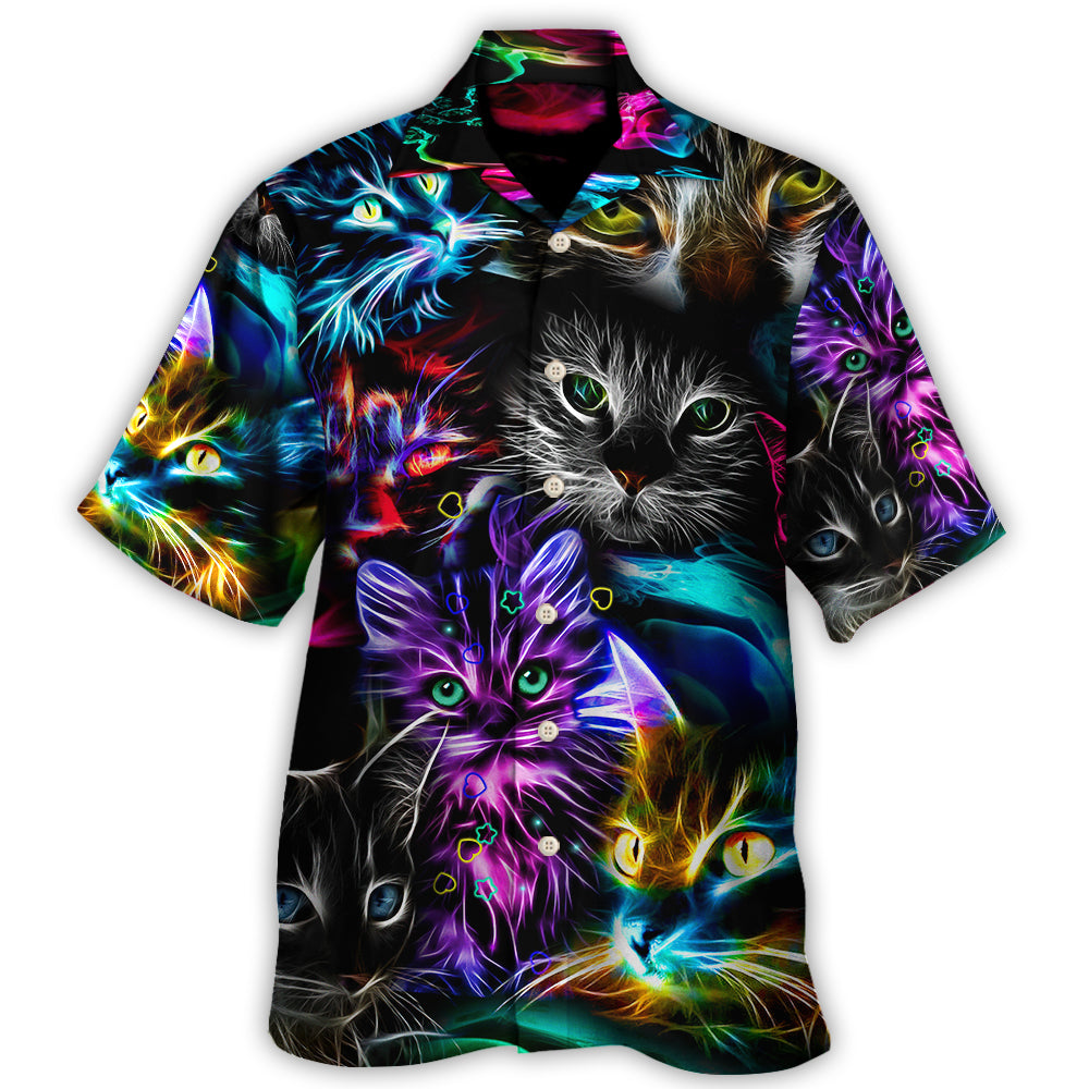 Cat Funny Neon Light Colorful Style Hawaii Shirt Ha23103