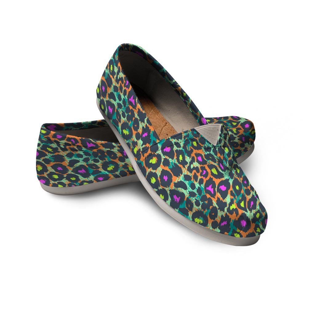 Colorful Neon Leopard Canvas Shoes