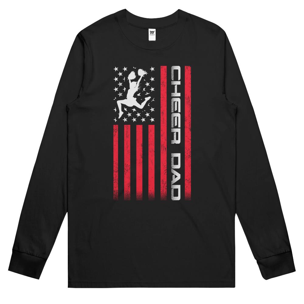 Mens 4Th Of July Us Flag Cheer Dad Gift Long Sleeve T Shirts