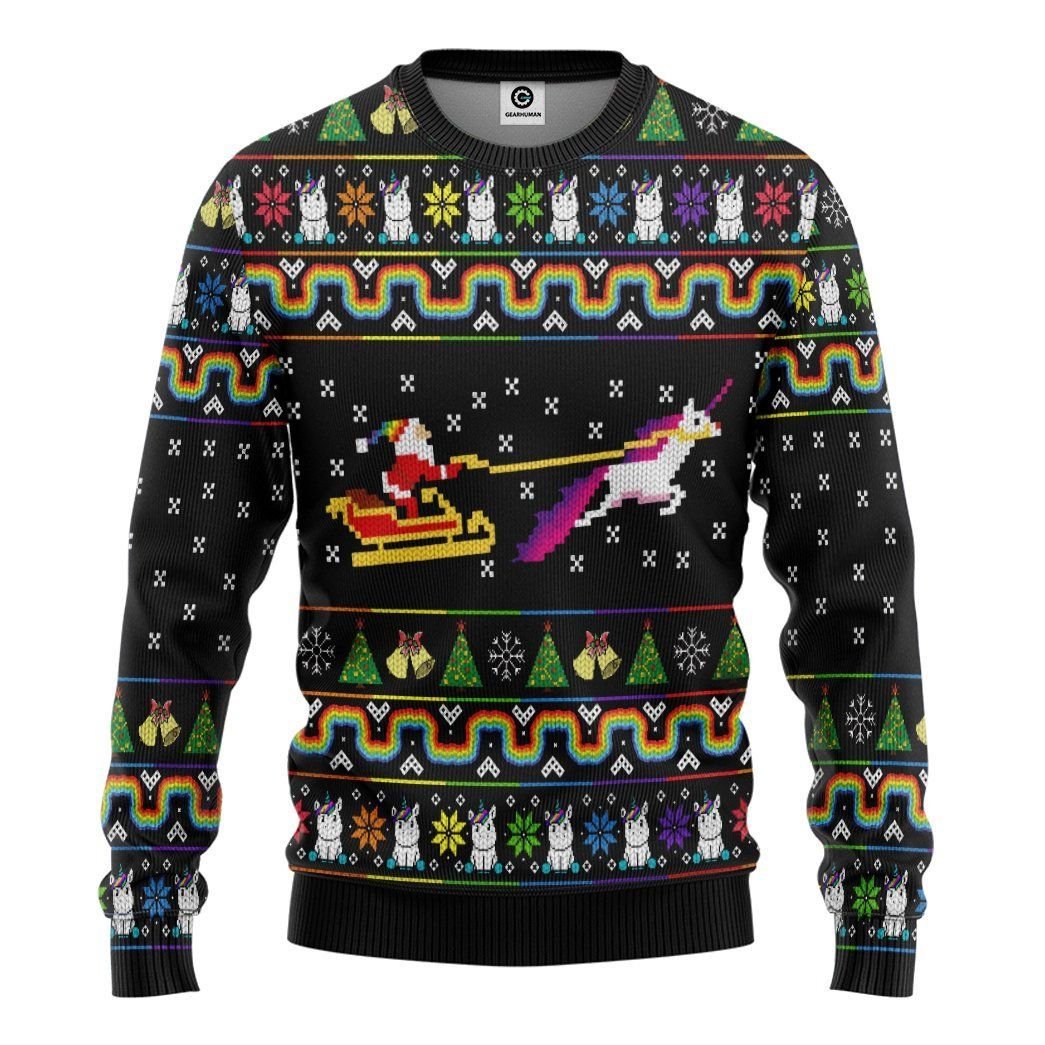 Casespring 3D Unicorn Xmas Ugly Christmas Sweater Custom Sweatshirt Apparel