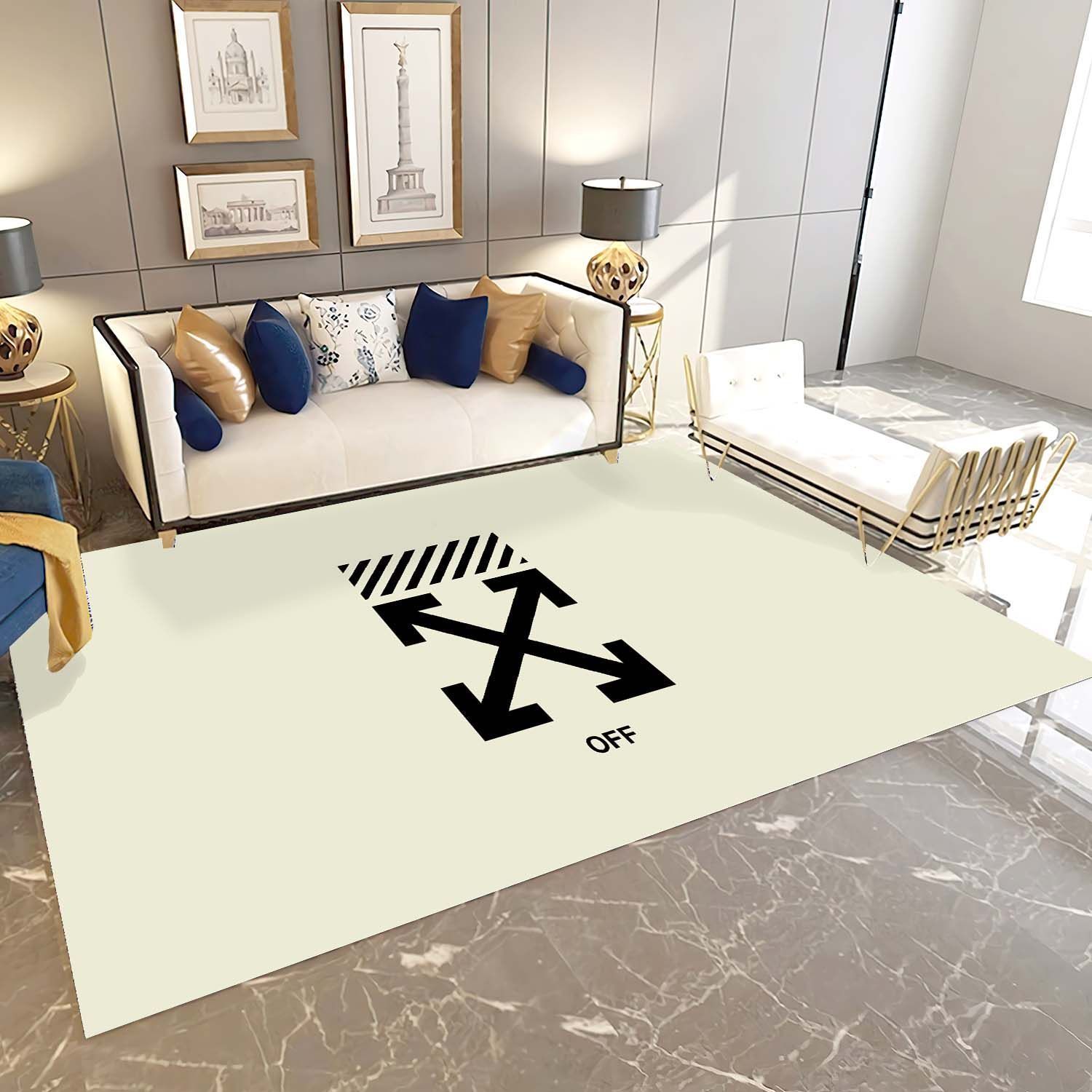 Off-White Insprired Rug, Luxury Hypebeast Living Room Carpet, Fashion Brand Floor Mat Home Decor