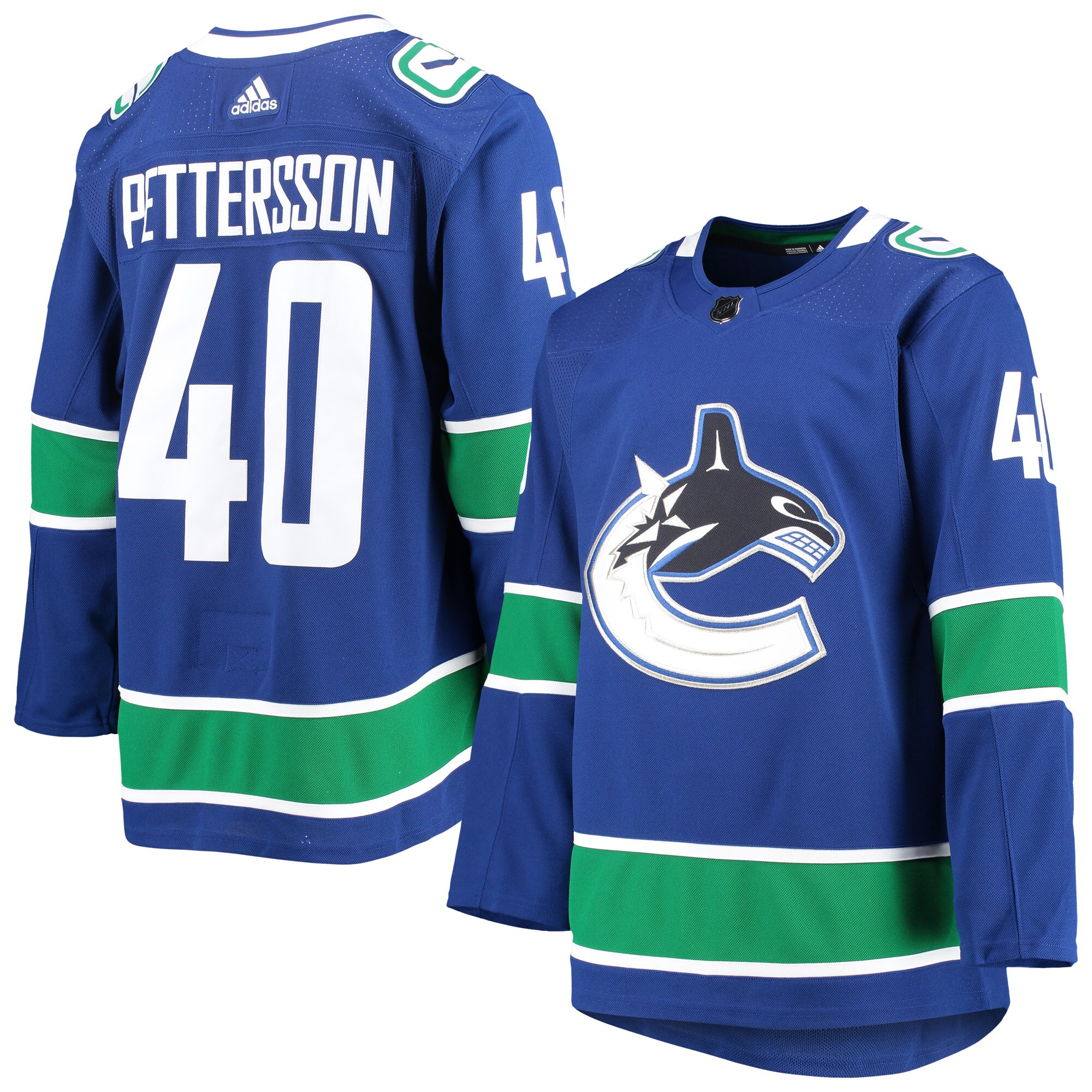 Men's Vancouver Canucks Elias Pettersson adidas Blue 2020/21 Authentic Home Player Jersey